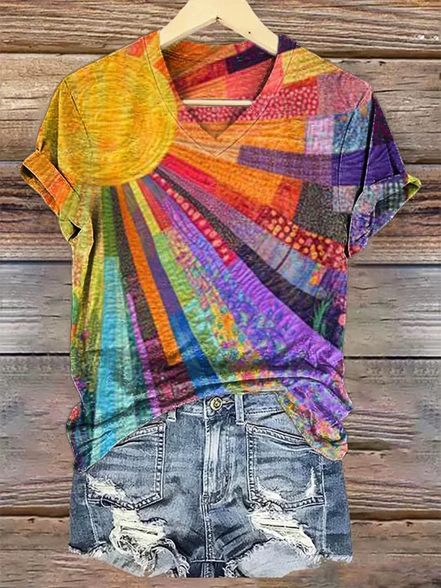 Colorful Checkered Print Casual Sweatshirt