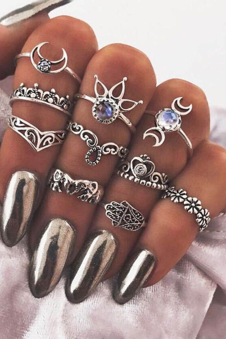 Dashingsoul Fashion Vintage Alloy Star Moon Ring Set