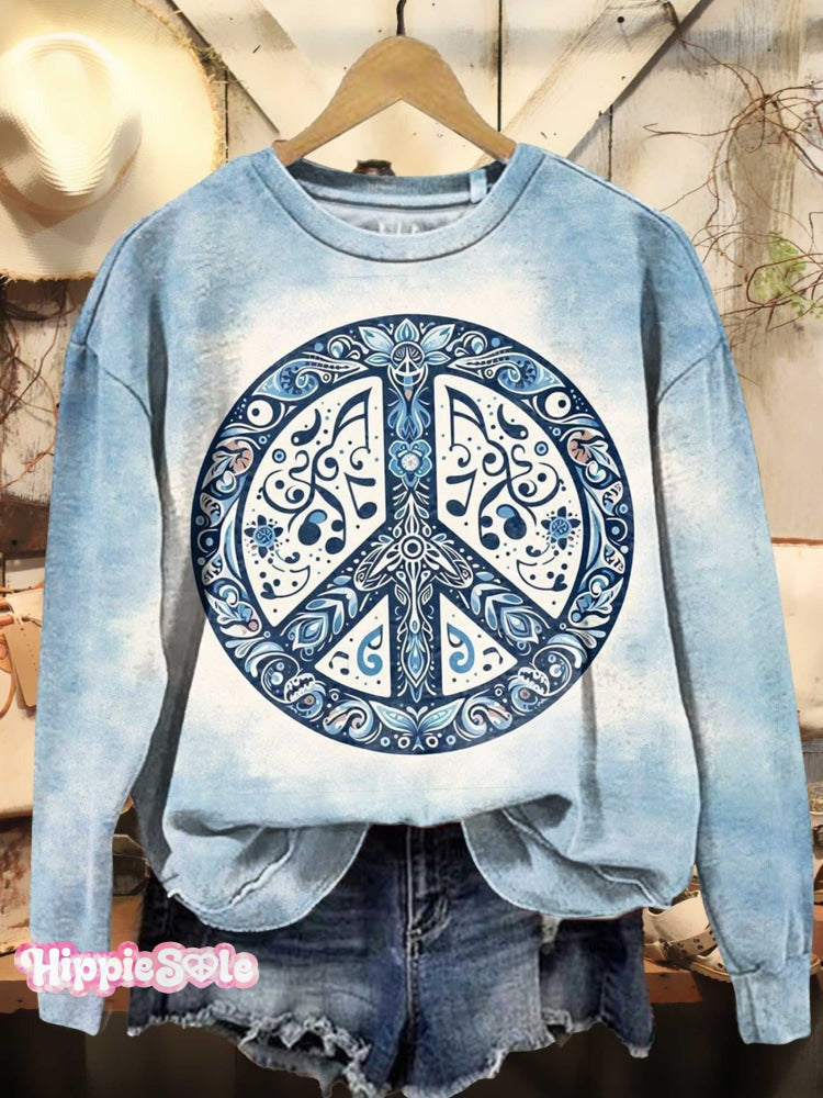 Women's Hippie Art Print Casual Hoodie Sweatshirt