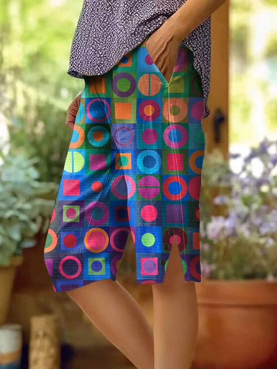 Women's Retro Abstraction Art Print Casual Cotton Linen Shirt