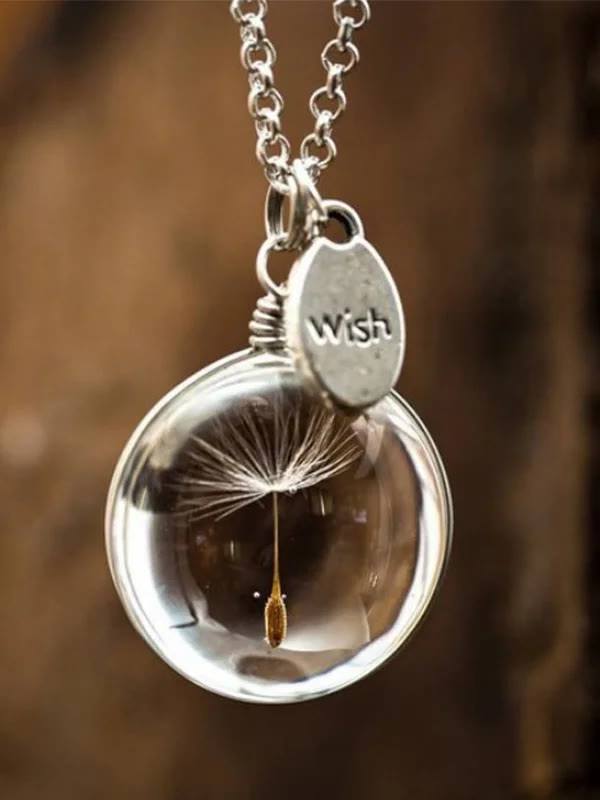 Dashingsoul Vintage Dandelion Crystal Necklace