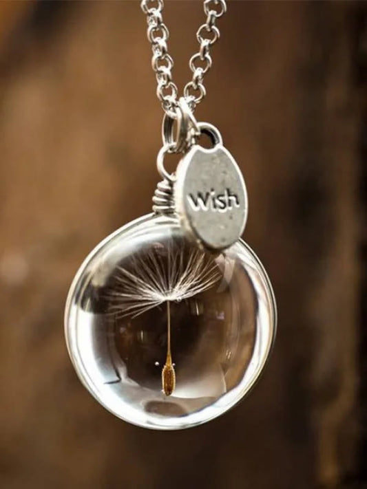 Dashingsoul Vintage Dandelion Crystal Necklace