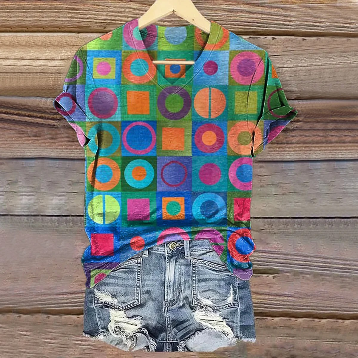 Women's Retro Abstraction Art Print Casual Cotton Linen Shirt