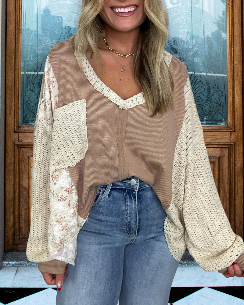 Floral Patch Ribbed Top
