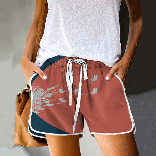Dashingsoul Abstract Creative Dandelion And Cat Painting Art Drawstring Pocket shorts