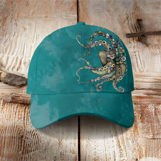 Dashingsoul Colorful Octopus Oil Painting Print Cap
