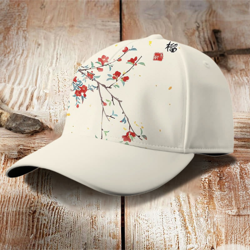 Dashingsoul Watercolor Pomegranate Flower Art Print Casual Cap