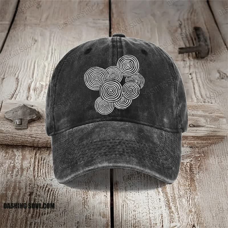 Sea Waves Ripples Japanese Lino Art Print Washed Cap