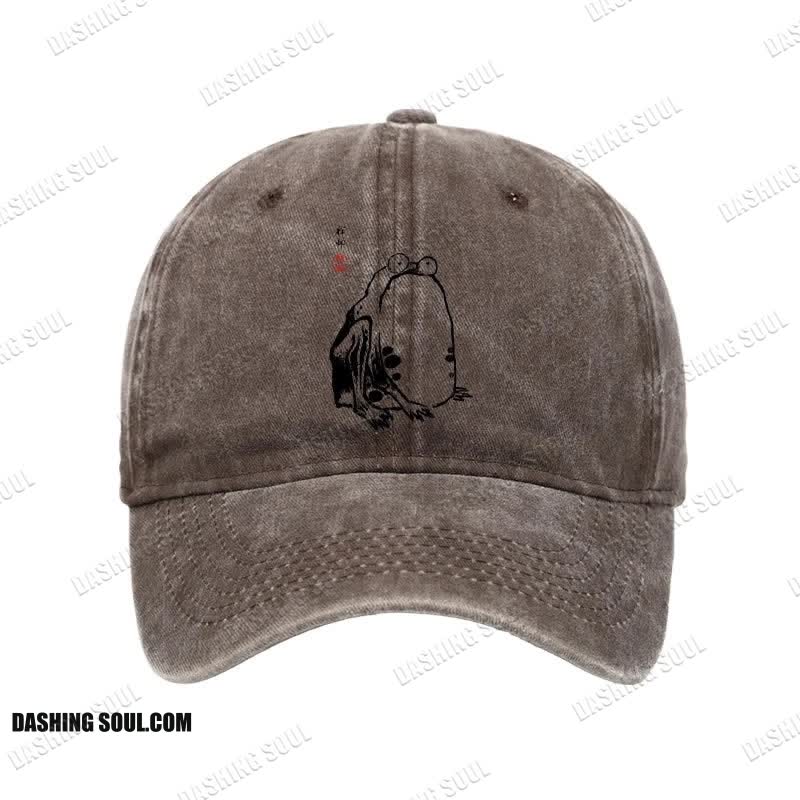 Unisex 100% Cotton Grumpy Frog Matsumoto Hoji Vintage Print Cap