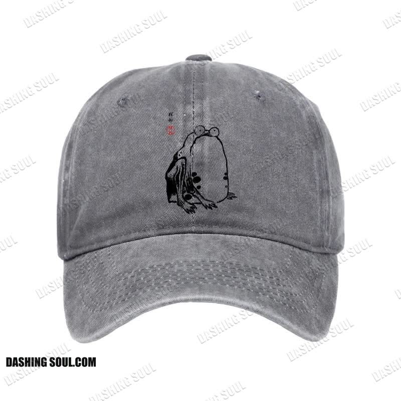 Unisex 100% Cotton Grumpy Frog Matsumoto Hoji Vintage Print Cap