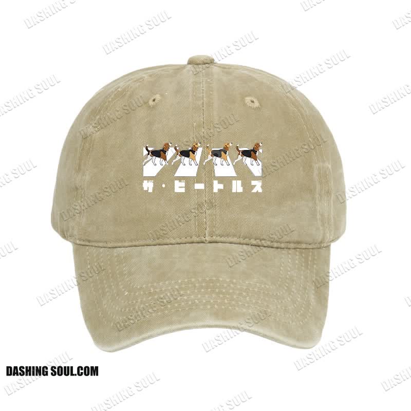 Unisex 100% Cotton Walking Beagles Vintage Print Cap
