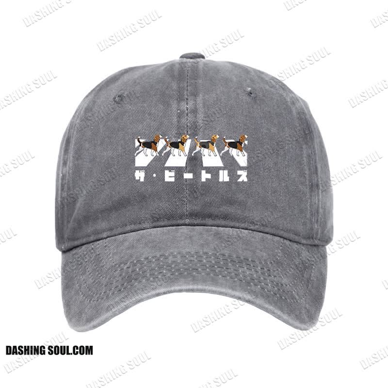 Unisex 100% Cotton Walking Beagles Vintage Print Cap