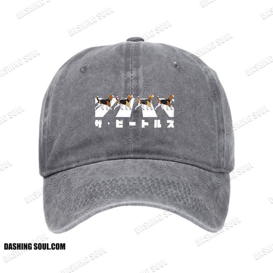 Unisex 100% Cotton Walking Beagles Vintage Print Cap