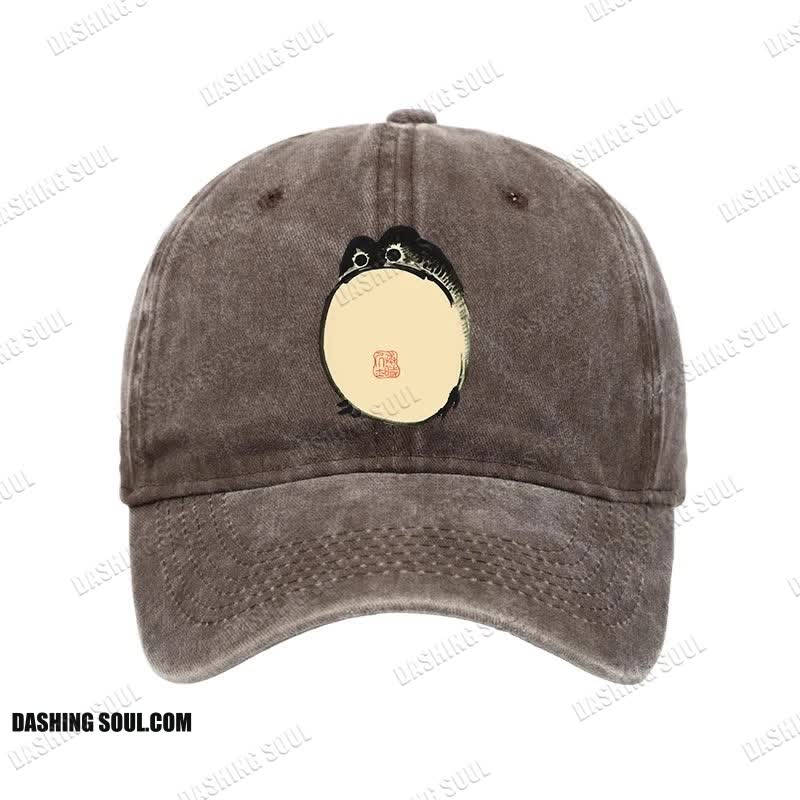 Unisex 100% Cotton Grumpy Frog Japanese Vintage Print Cap