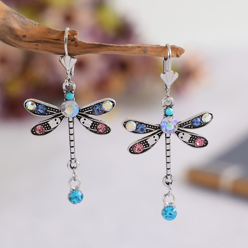 Women's Fashion Colored Dragonfly Earrings