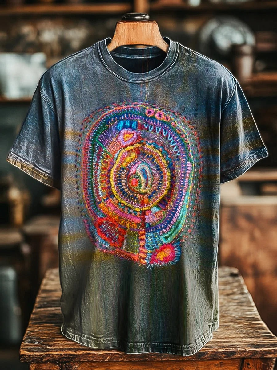 Retro Abstraction Art Print Casual Short Sleeve T-shirt