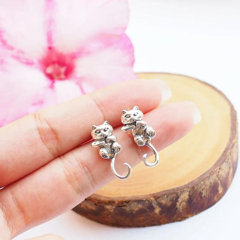 Dashingsoul Vintage Funny Kitten Earrings