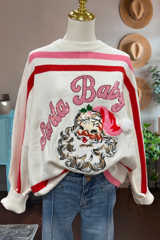 Santa Baby Sequin Ribbed Sweater
