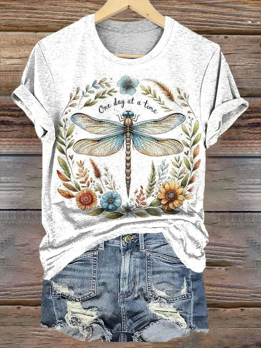 Women's Art Painting Hippie Print Crew Neck T-Shirt-1