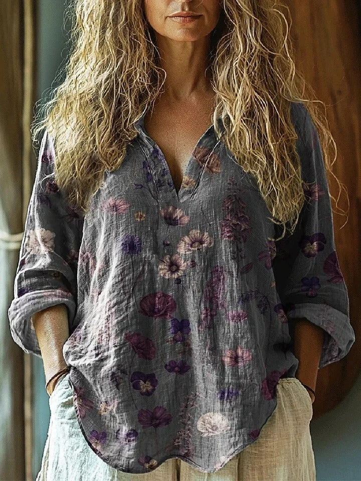 Women's Art Painting Hippie Print V-Neck T-Shirt