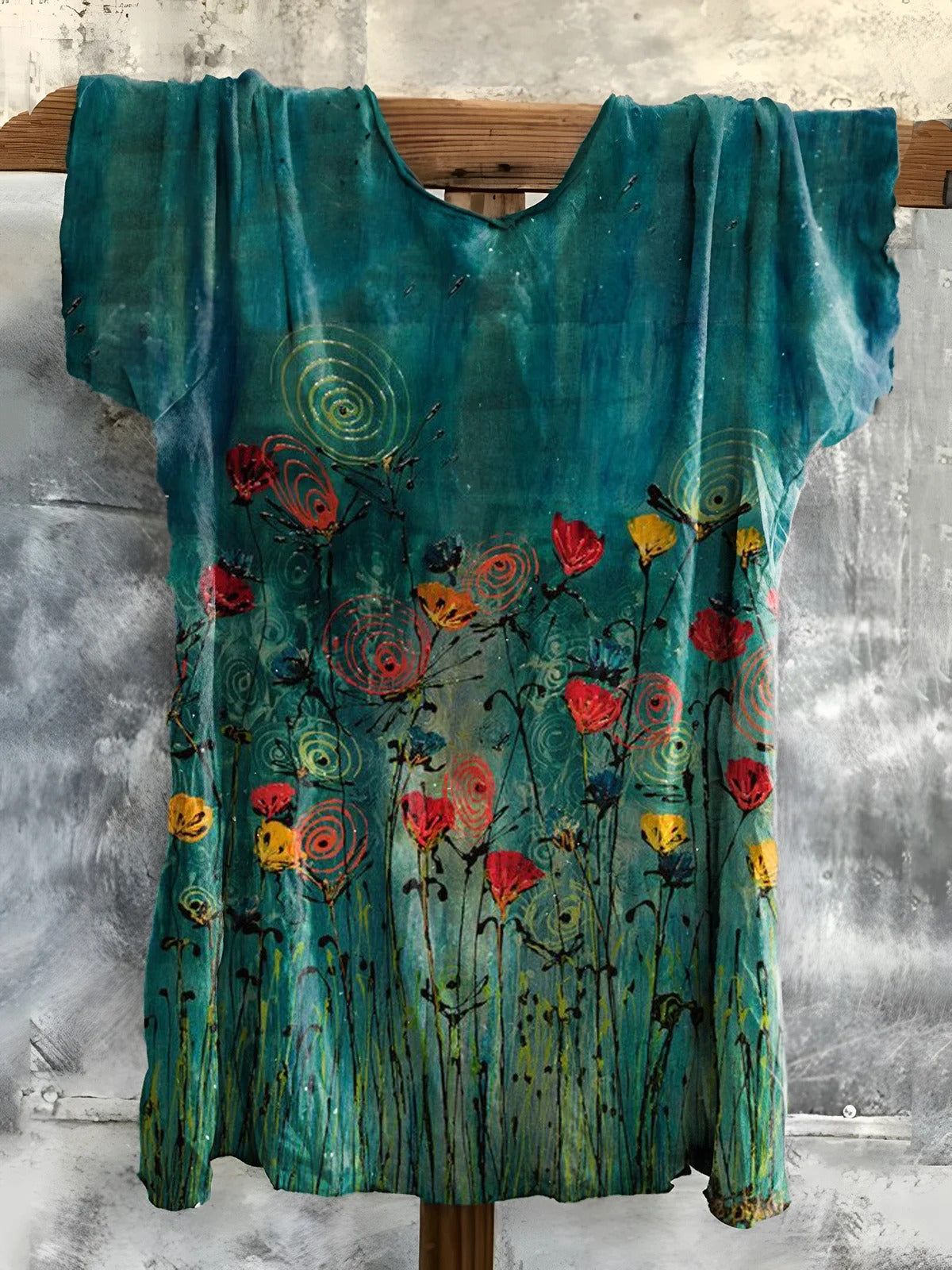 Women's Floral Art Print V-Neck Casual T-Shirt