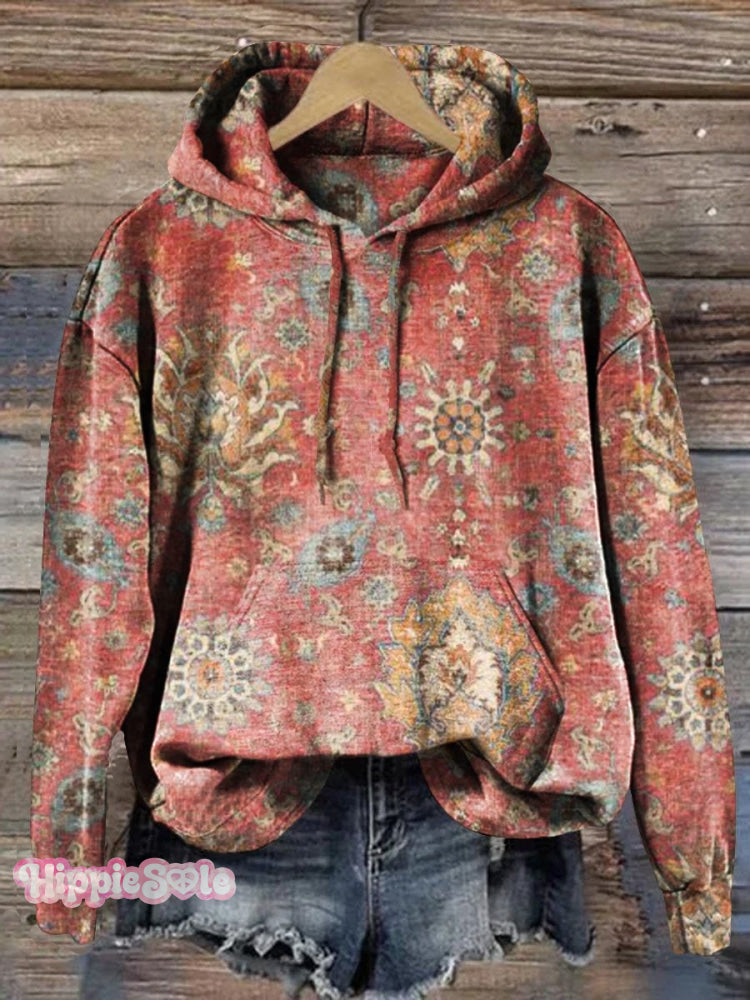 Women's Retro Ethnic Pattern Print Casual Sweatshirt