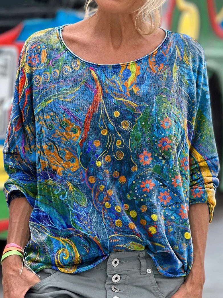 Women's Watercolor Floral Art Patterns Print Casual Sweatshirt