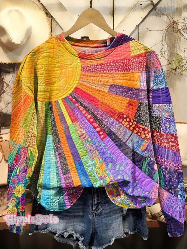 Colorful Sun Collage Art Print Casual Zip Pullover/Hoodie Sweatshirt