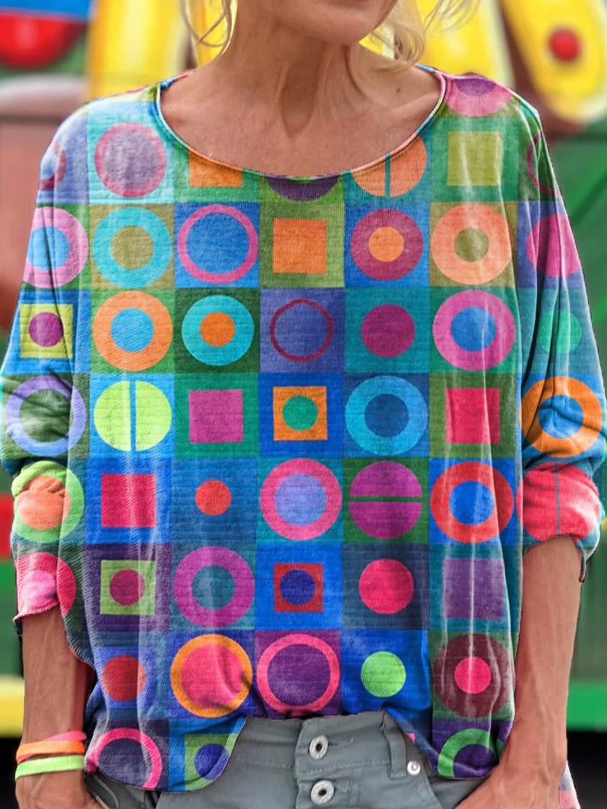 Women's Retro Abstraction Art Print Casual Cotton Linen Shirt