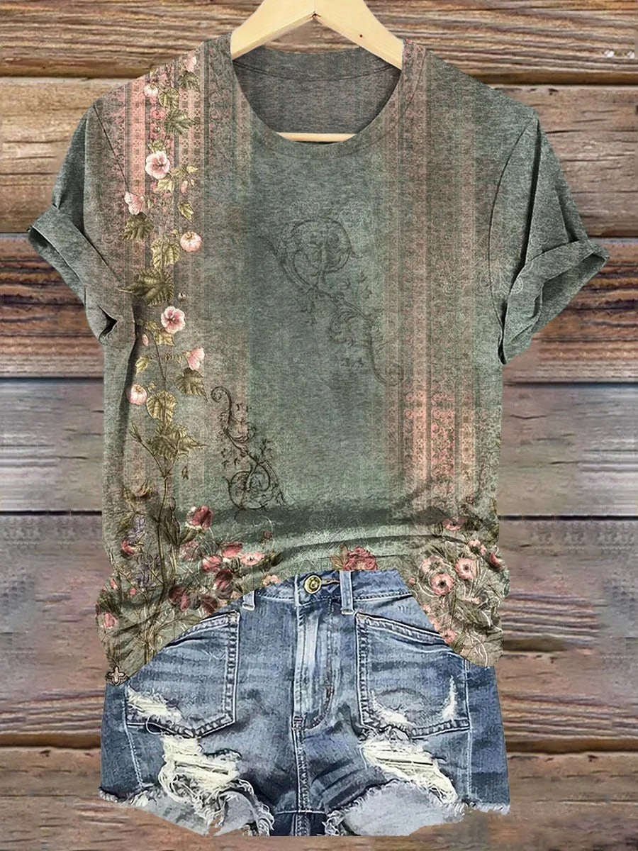 Floral Art Print T-Shirt
