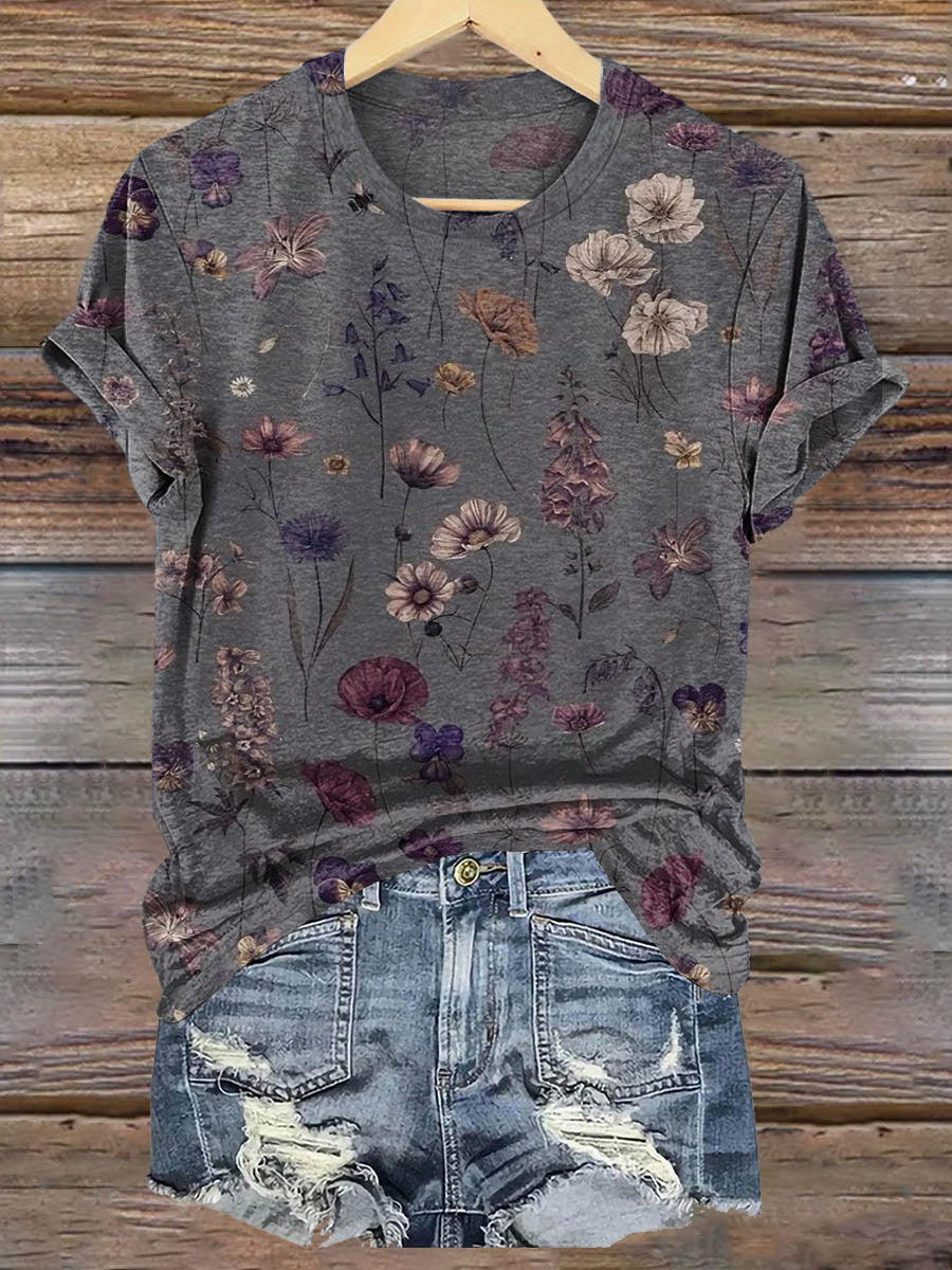 Women's Art Painting Hippie Print Crew Neck T-Shirt-1