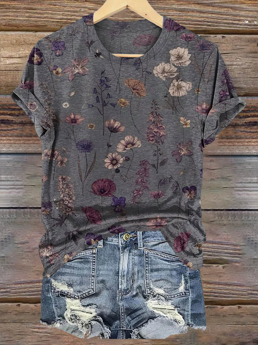 Women's Art Painting Hippie Print Crew Neck T-Shirt-1