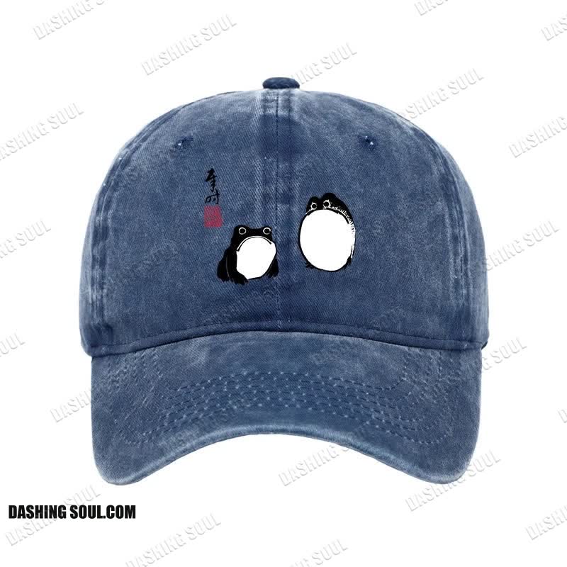 Unisex 100% Cotton Matsumoto Hoji Frogs Japan Vintage Print Cap