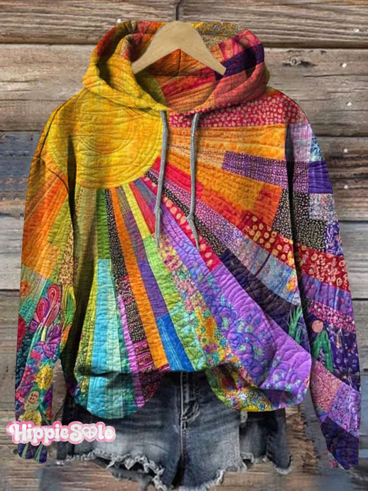 Colorful Sun Collage Art Print Casual Zip Pullover/Hoodie Sweatshirt