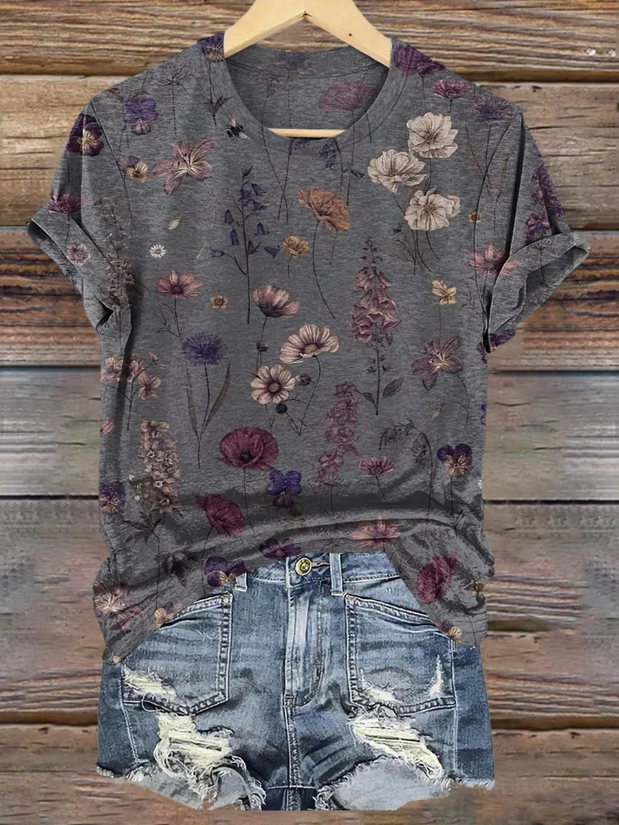 Women's Art Painting Hippie Print V-Neck T-Shirt