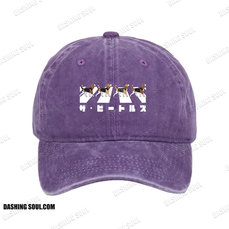Unisex 100% Cotton Walking Beagles Vintage Print Cap