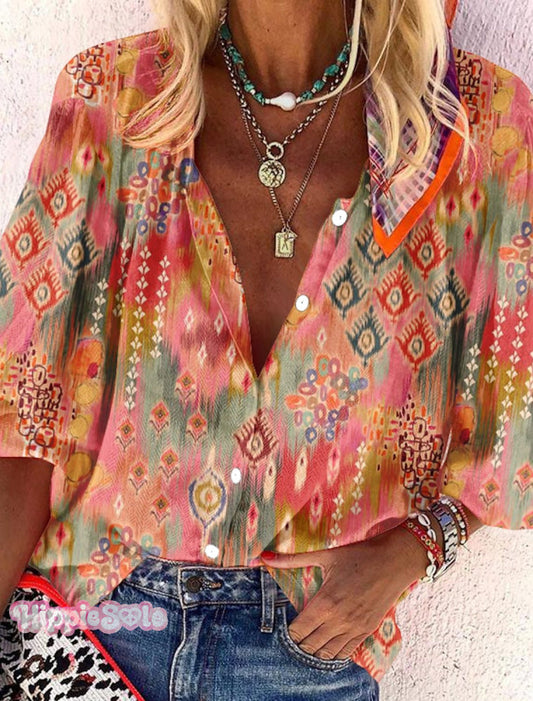 Women's Blouse Graphic Elegant Fashion Long Sleeve Basic Standing Collar Shirt