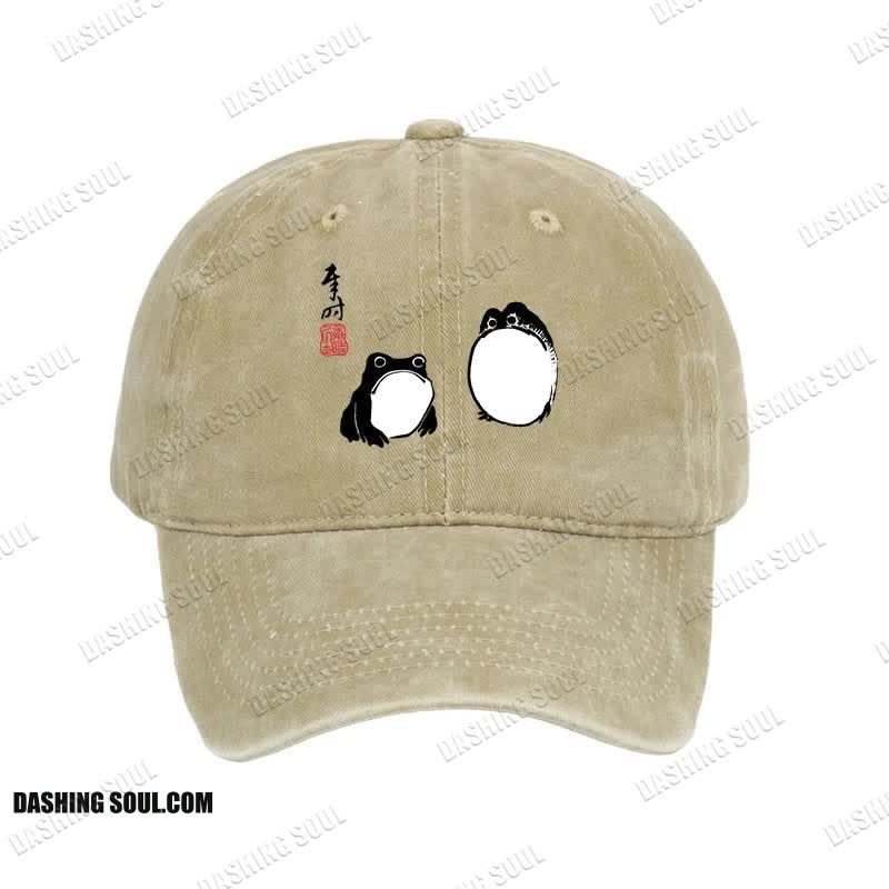 Unisex 100% Cotton Matsumoto Hoji Frogs Japan Vintage Print Cap