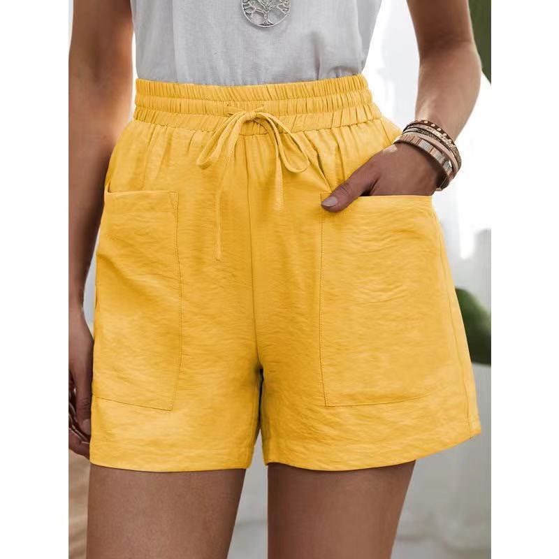 Dashingsoul Linen Solid Color Loose Plus Size High Waist Casual Shorts