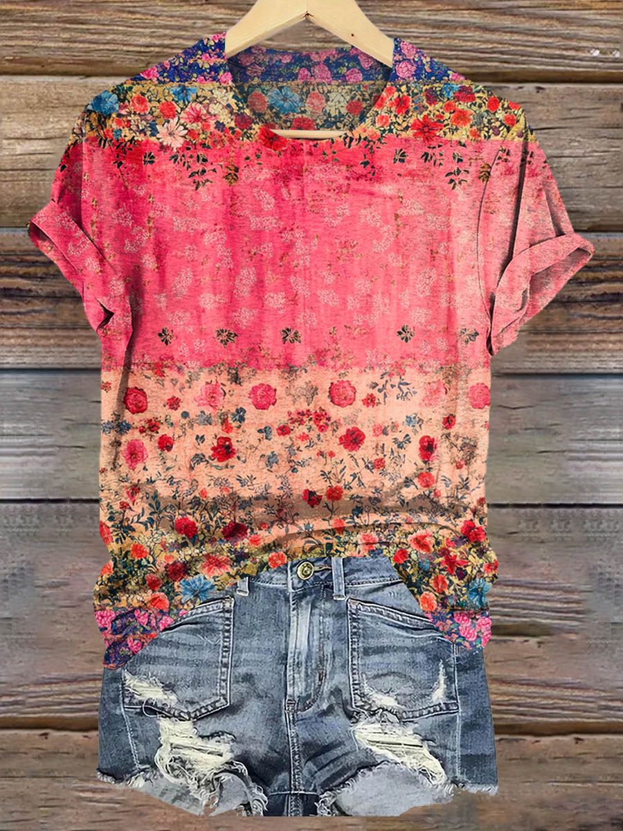 Floral Art Print T-Shirt