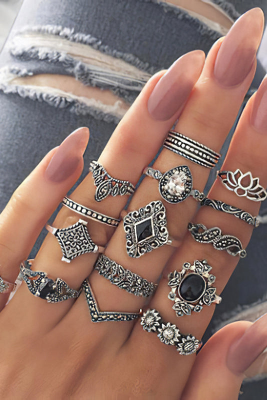 Dashingsoul Fashion Vintage Cutout Alloy Ring Set