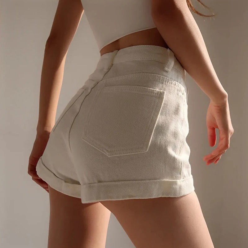 Dashingsoul Casual Pockets Button Denim Shorts