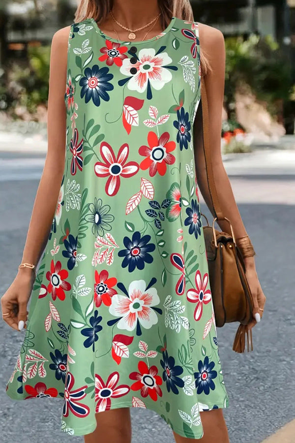 Floral Print Sleeveless Dress