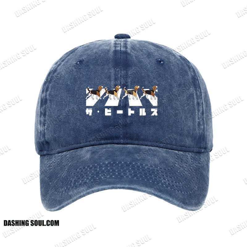 Unisex 100% Cotton Walking Beagles Vintage Print Cap