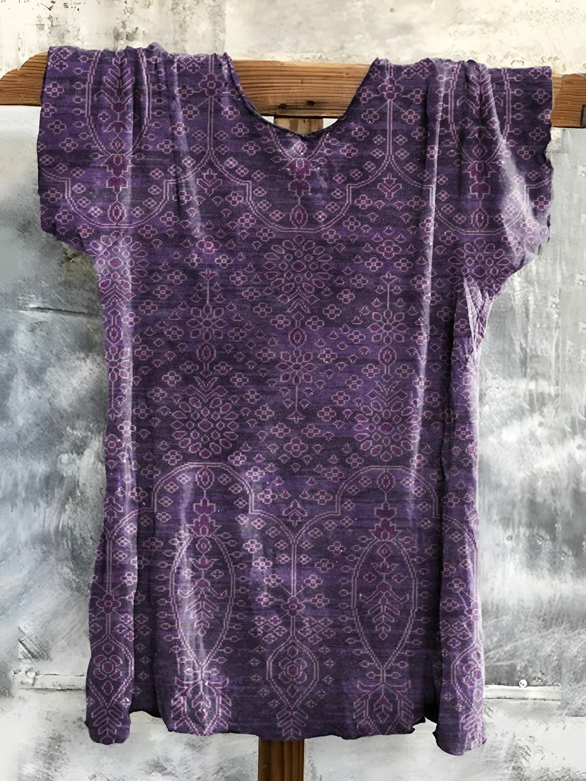 Women's Art Painting Purple Vintage Floral Print Long Sleeve Shirt