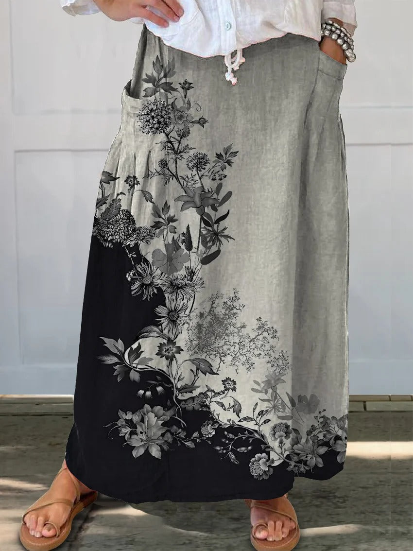 Women's Floral Art Print V-Neck Casual T-Shirt