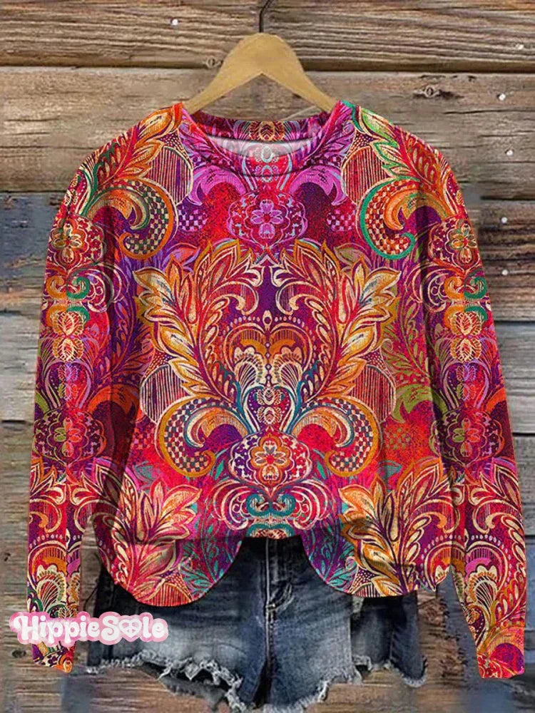 Women's Watercolor Floral Art Patterns Print Casual Sweatshirt