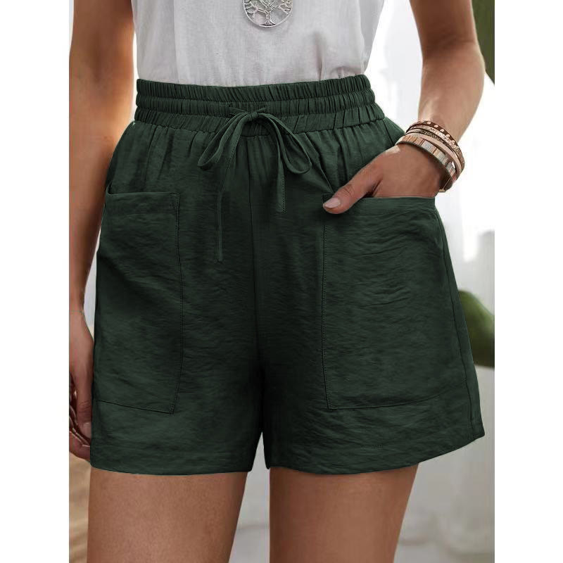 Dashingsoul Linen Solid Color Loose Plus Size High Waist Casual Shorts
