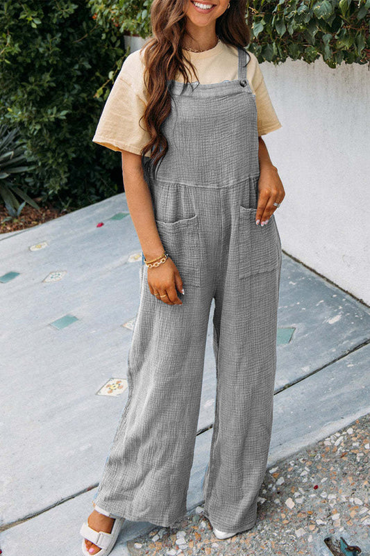Casual Front Pocket Loose Overalls