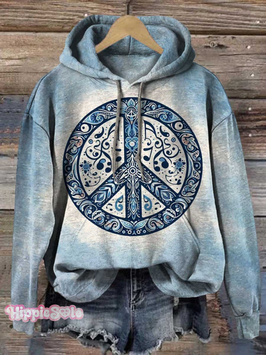 Women's Hippie Art Print Casual Hoodie Sweatshirt